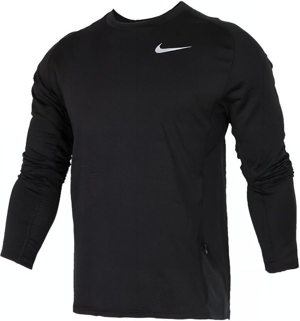 Nike Logo Print Rundhals Langarm T-Shirt, Herren, Schwarz, L - Bild 1