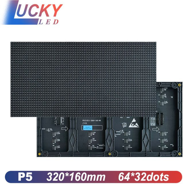 OEING LED-Modul HUB75 P5 Indoor SMD 3IN1 RGB LED-Matrix-Modul 64x32 Pixel Vollfarb-Panel in Schwarz, B/H: 320 x 160 mm - Bild 1