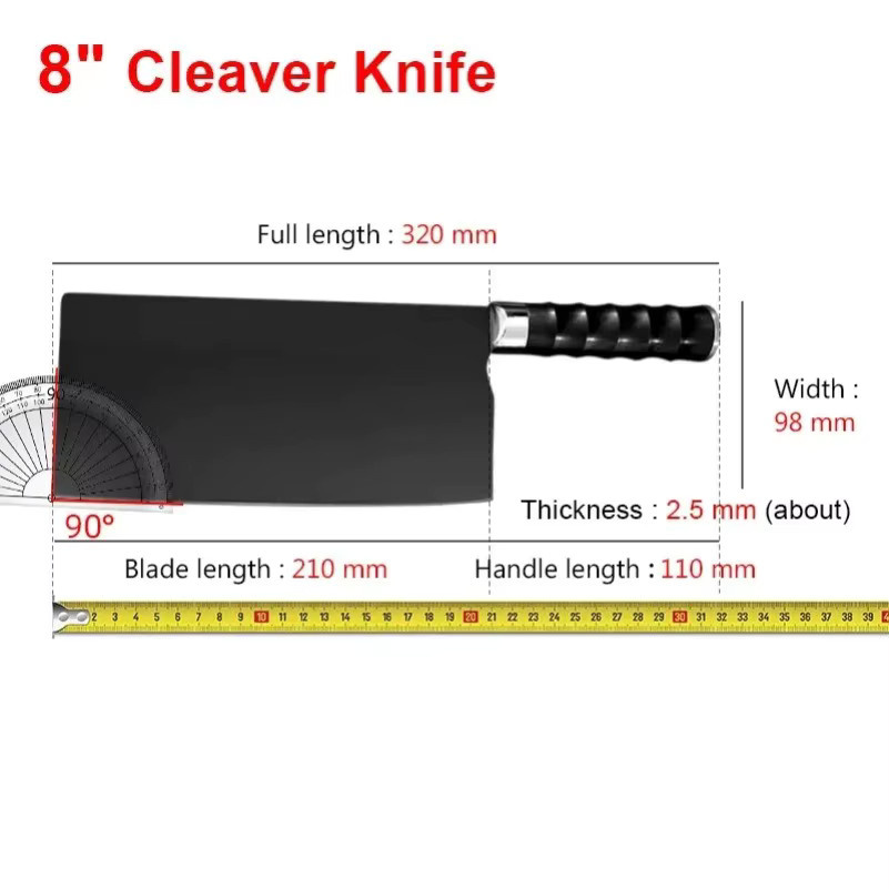 GuanQi Chefmesser aus handgeschmiedeter Klinge mit schwarzem Kunststoffgriff, 20,32 cm - Bild 6