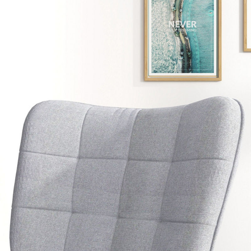 HOMCOM Schaukelstuhl mit Hocker in Leinenoptik, Grau, B/T/H: 64 x 89 x 90 cm - Bild 4