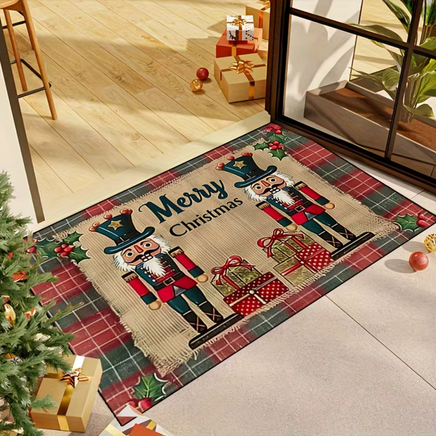 VIKAMA Weihnachts-Nussknacker Willkommensteppich mit floralem Muster in Multicolour, dekorative Bodenmatte für Eingangsbereich und Wohnzimmer, B/T: 60 x 40 cm - Bild 4