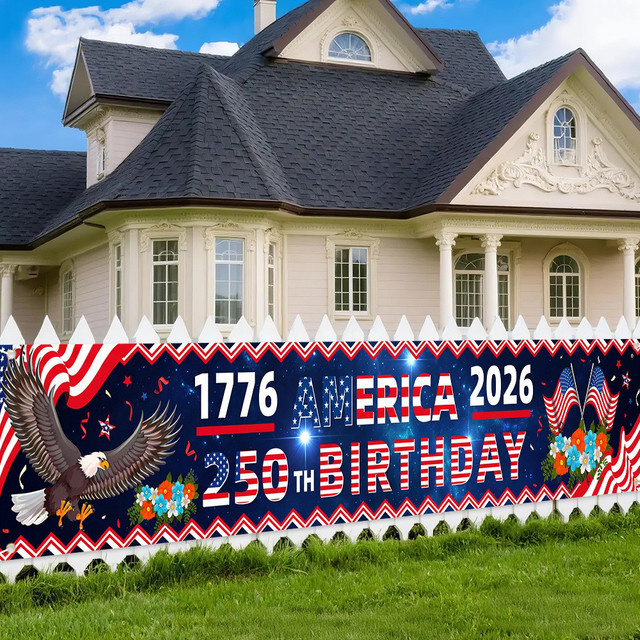 OURFETE America 250 Years Yard Sign Patriotisches Dekorationsbanner für den 4. Juli und Unabhängigkeitstag, Mehrfarbig, Rechteckig - Bild 1