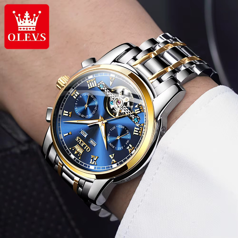 OLEVS Armbanduhr Automatik, Edelstahl, Silber, Weiß, Herren - Bild 5