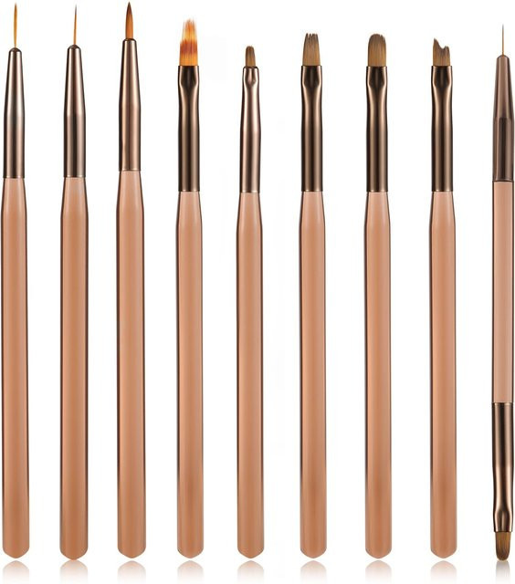MOGLOO Nagelbürste Liner, 9 Stück, Nail Art Design Werkzeug, Unisex - Bild 1