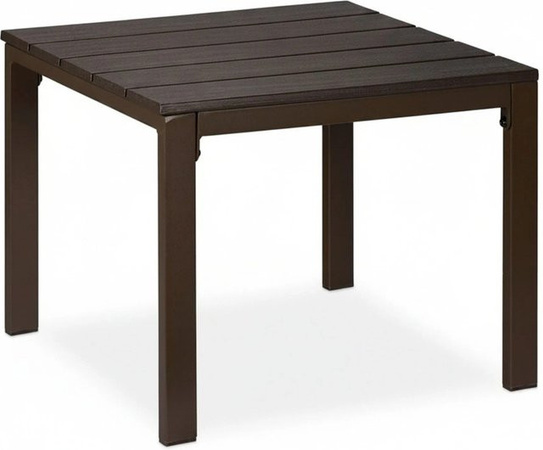 Relaxdays Beistelltisch aus Kunststoff und Stahl in Braun, wetterfest für Garten, Balkon und Terrasse, B/T/H: 39 x 52 x 48 cm