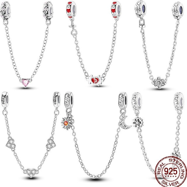 Kette 925 Silber, Perle, Stern und Mond, Unisex - Bild 1