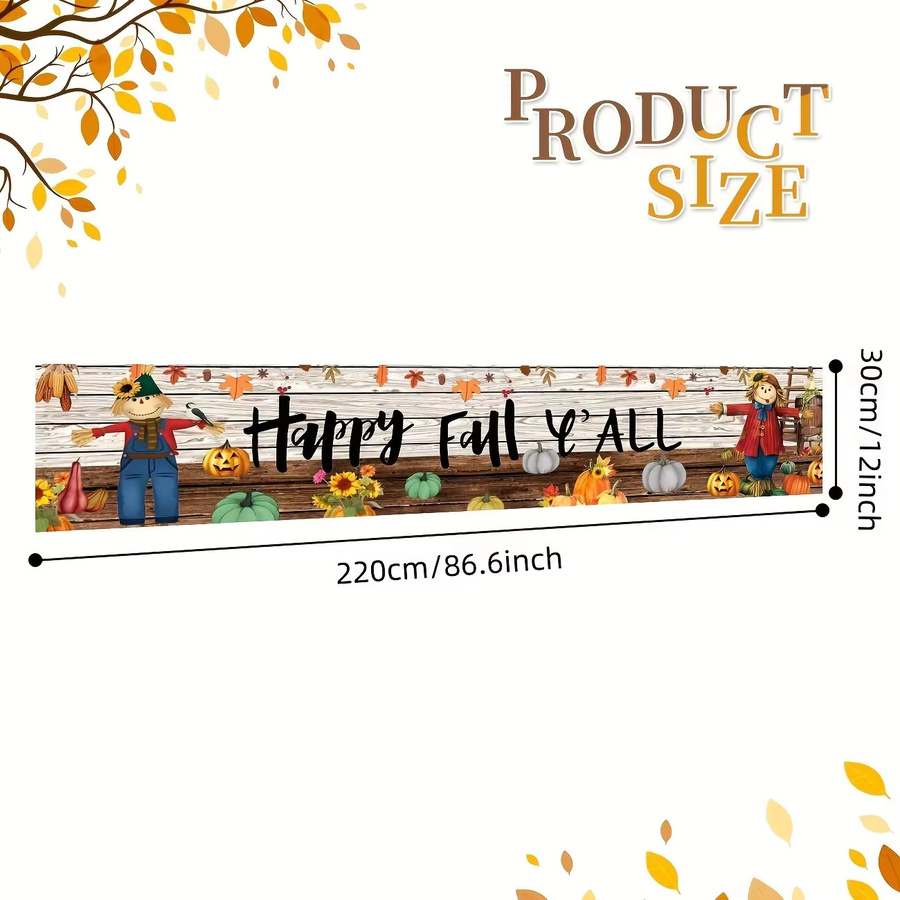VIKAMA American Country Style Herbst Banner für Garagentor und Terrasse zur Dekoration von Thanksgiving und Halloween, Mehrfarbig, B: 180 cm, H: 35 cm, T: 35 cm - Bild 2