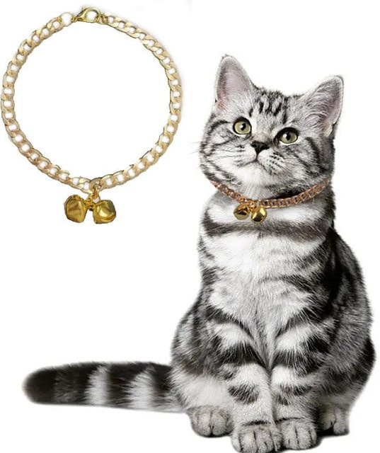 Halsbandkette für Katzen und Hunde kleiner Rassen, zwei Glöckchen, gray - Bild 1