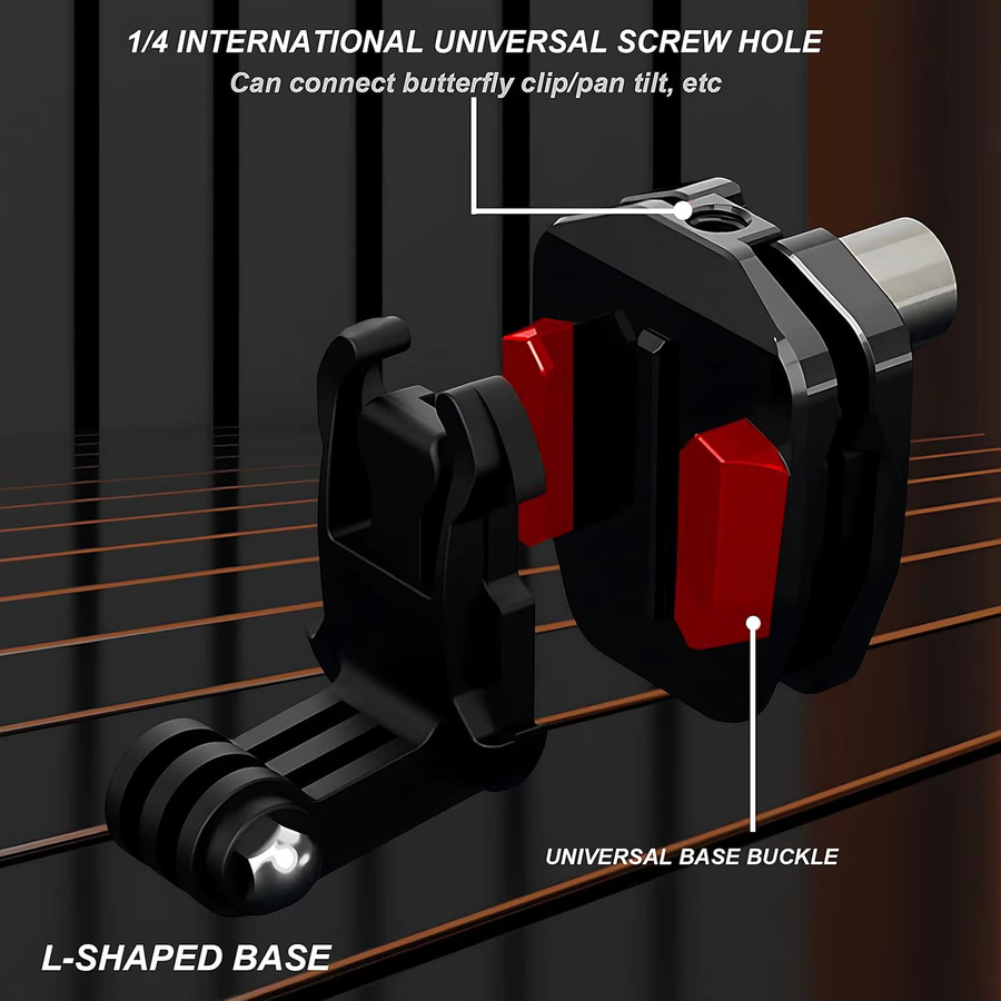 Kamerahalterung aus Aluminiumlegierung für Motorrad-Windschutzscheiben, kompatibel mit GoPro Hero 13 12 11 10 9 8 7, Insta360 X4 X3 und DJI OSMO Action 5Pro 4 3, Farbe: Schwarz - Bild 4