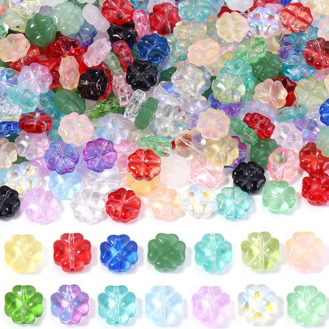 lingsai Glasperlen, Kleeblatt, Bunt, 10mm, 50 Stück - Bild 1