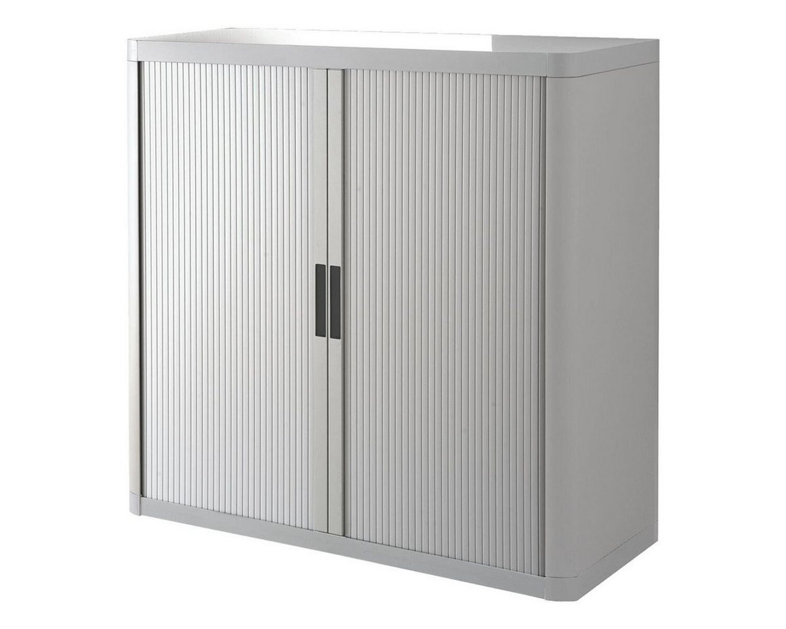 EASYOFFICE Rollladenschrank Korpus grau mit farbigen Lamellen und farbigem Griff - Bild 1