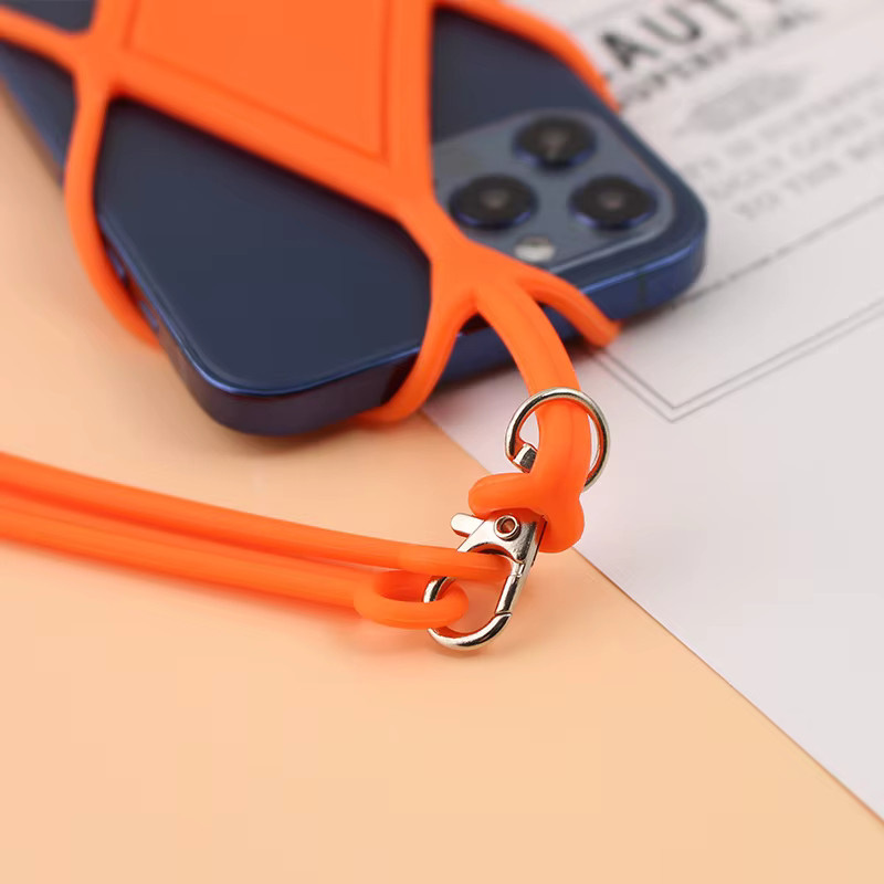 WSSHE Handy-Lanyard aus Silikon in Orange als Smartphone-Halskette für iPhone, Xiaomi und Samsung - Bild 2