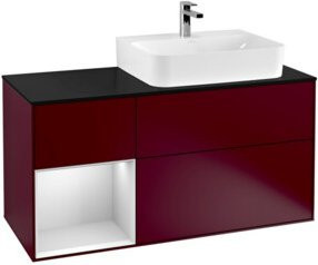 V&B Finion Waschtischunterschrank mit LED-Wandbeleuchtung und Regalfach, Weiß lackiert, Breite: 120 cm - Bild 1