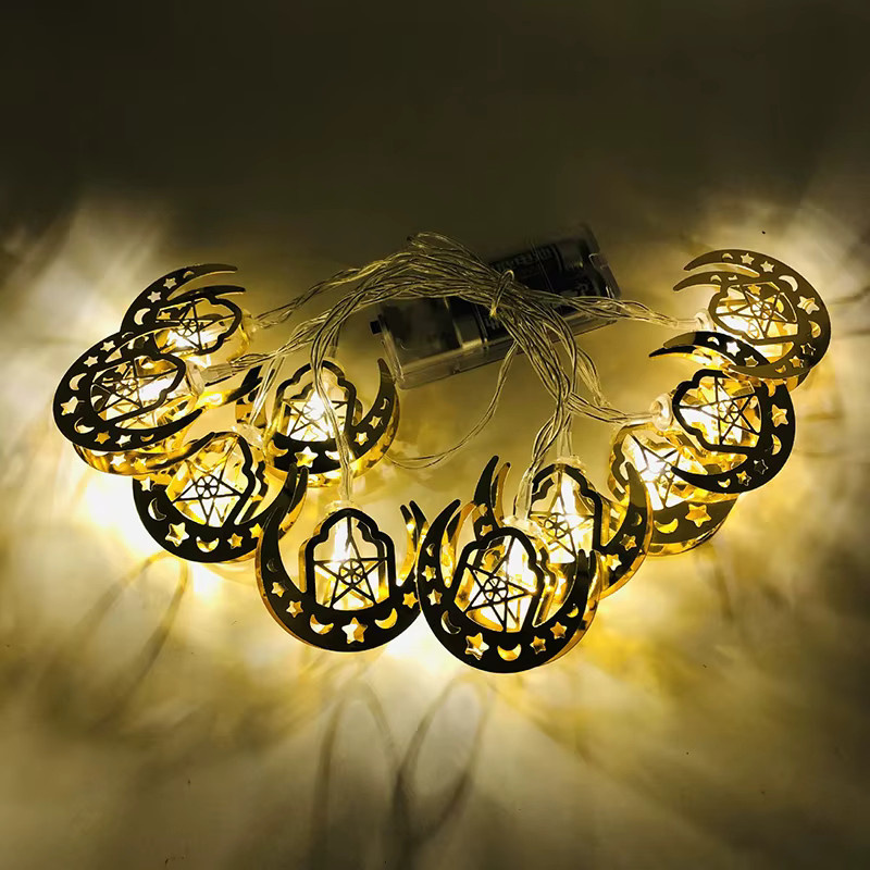 Runto LED-Lichterkette mit Mond und Sternen in Gold/Messing für Ramadan und Eid Al-Fitr Dekoration - Bild 3
