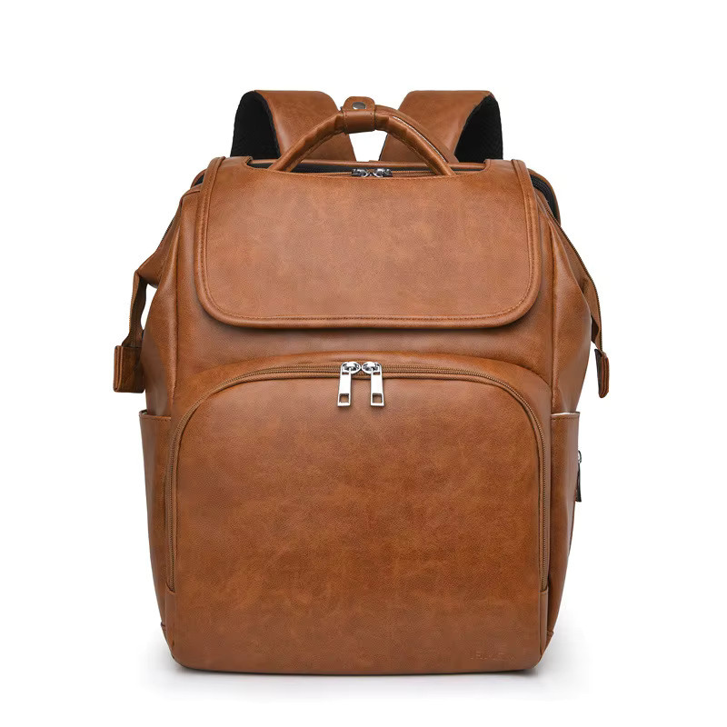 Wasserdichter Wickelrucksack für Eltern als Multifunktions-Reise- und Outdoor-Tasche in Beige und Braun - Bild 2