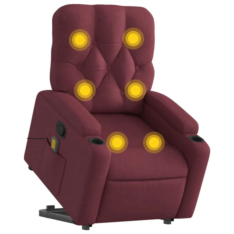 vidaxl Aufstehhilfe Massagesessel für Senioren, verstellbar, Rot, Stoffbezogen - Bild 4