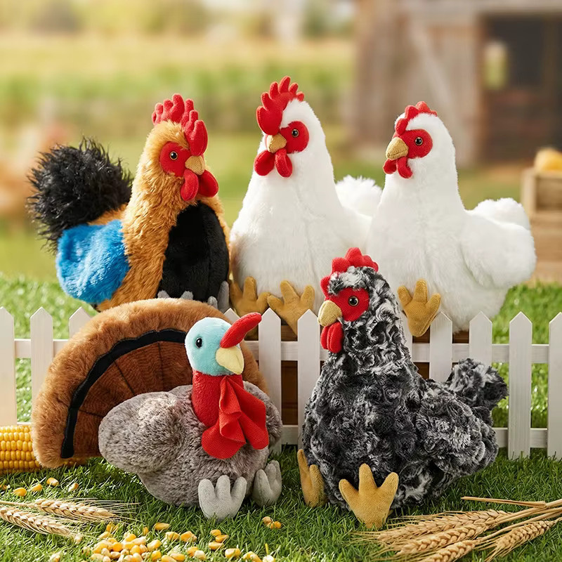 pangcangshu Simulations-Huhn Plüschtier, Cartoon Hahn, 22cm, Bunt / Mehrfarbig - Bild 4
