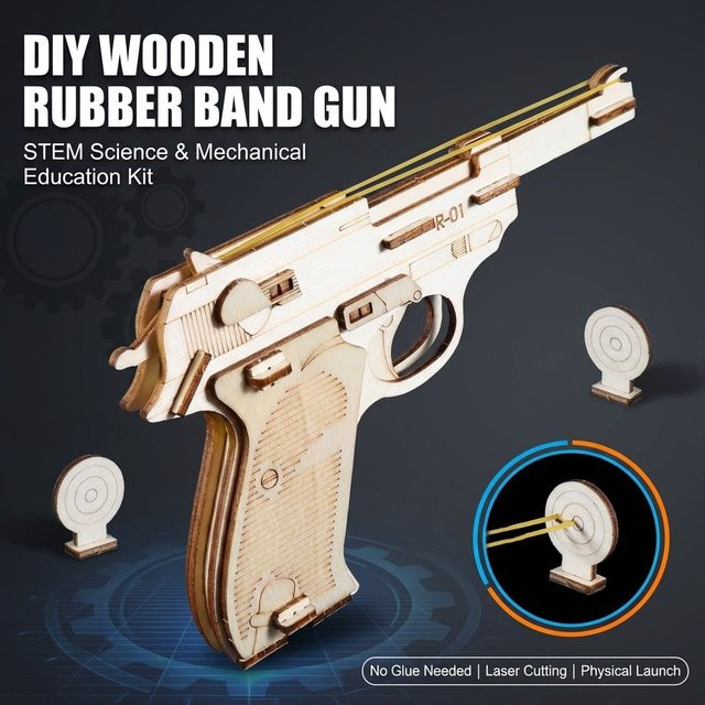 Meade STEM DIY Gummibandpistolen-Modell, Technik-Produktions- und Erfindungs-Set, Holz - Bild 1