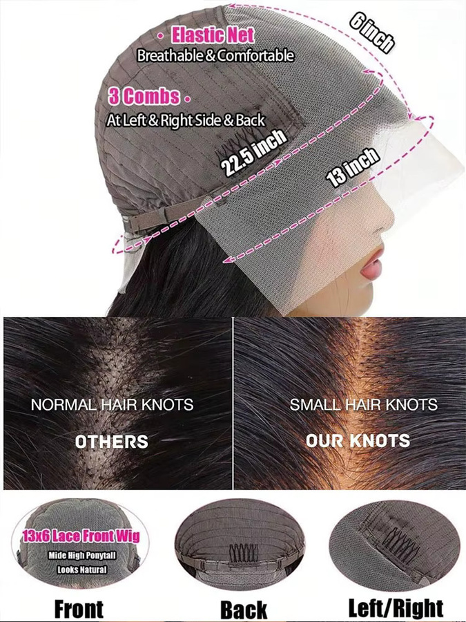 BUNGIOL Lace Front Perücke aus Echthaar, 40 Zoll, Damen - Bild 6