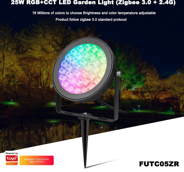 Miboxer Smart Garten LED Lampe RGB CCT, wasserdichte Außenleuchte mit Zigbee 3.0 und Tuya Unterstützung, 25W, Schwarz - Bild 1