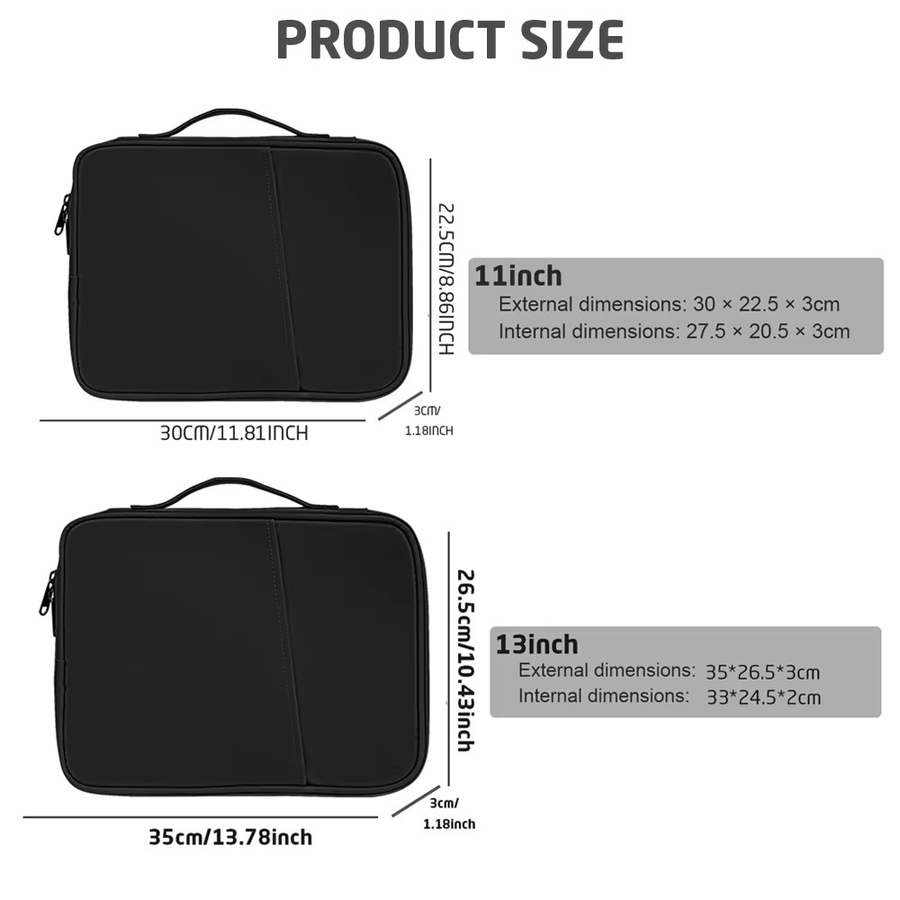 ValueWin Stoßfeste Tablet-Hülle mit Griff und Organizer-Tasche für 11-13 Zoll iPad Air/Pro und Samsung Tablets in Schwarz - Bild 2