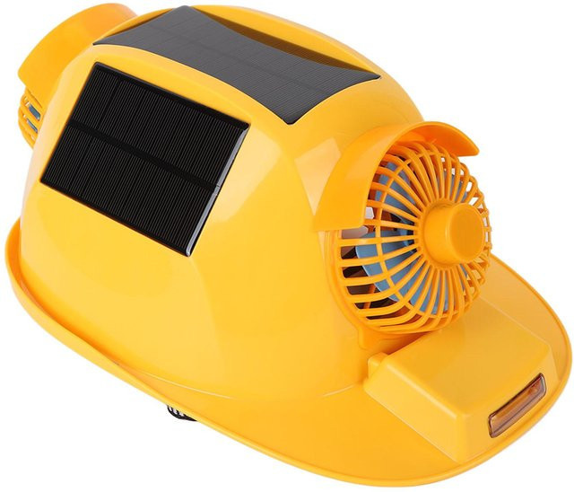 Solar-Sicherheitshelm mit Doppelventilator und Licht in Gelb für Bau und Heimwerker - Bild 1