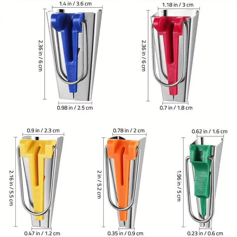 Schrägbandmacher-Set aus Metall in Multicolor mit 5 Größen für DIY-Quilt und Stoffnähen (1/4 Zoll, 3/8 Zoll, 1/2 Zoll, 3/4 Zoll, 1 Zoll) - Bild 2
