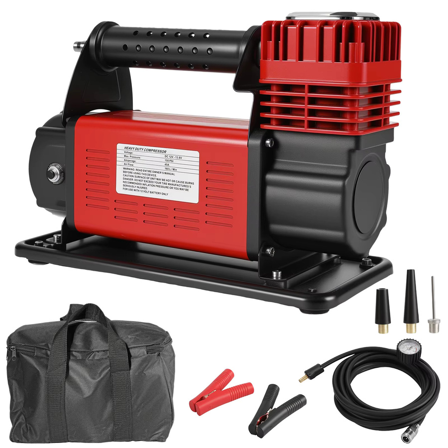 Tragbarer 12V Luftkompressor Reifen-Luftpumpe Auto-Inflator mit 150 PSI in Rot - Bild 5