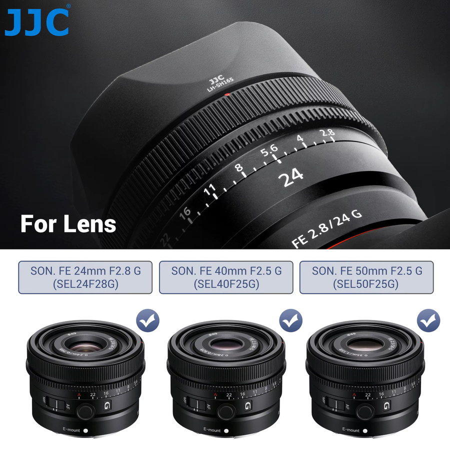 JJC Gegenlichtblende Schwarz für Sony FE 24mm F2.8 G, FE 40mm F2.5 G und FE 50mm F2.5 G Objektive ersetzt ALC-SH165 und ALC-SH166 - Bild 2