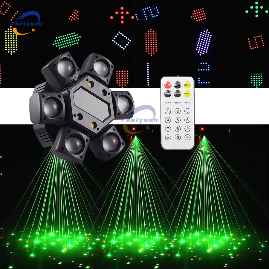 Ybeiyuan 80W LED RGBW 4-in-1 Moving Head mit Laser, Strobe und Pixel Licht, DMX512 und Fernbedienung, Schwarz, Multicolour - Bild 6