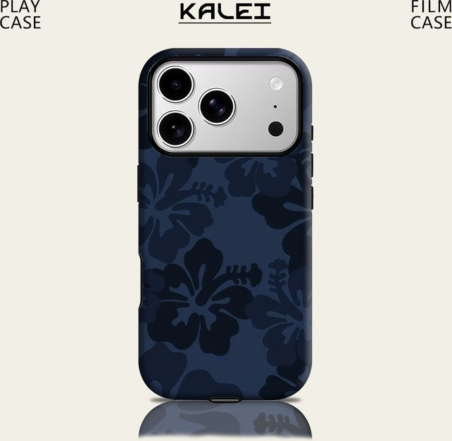 Potdemiel iPhone Handyhülle Navy Tone Floral mit Magnetfunktion, Tough Case für iPhone 17 16 15 14 13 Pro Max Plus, Blau - Bild 1
