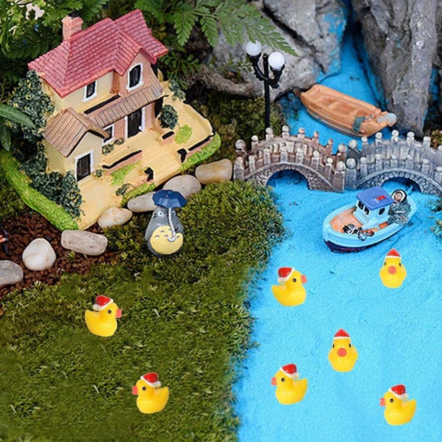 XYTLEZONE Mini-Entenfiguren aus Kunstharz in Gelb zur Dekoration von Feengärten und Mikrolandschaften - Bild 3