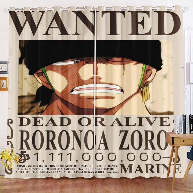 Yiran Furniture One Piece Monkey D. Luffy Gear 5 Vorhang mit Grafikdruck, Farbe: Schwarz/Mehrfarbig, B: 100 cm, H: 140 cm - Bild 1