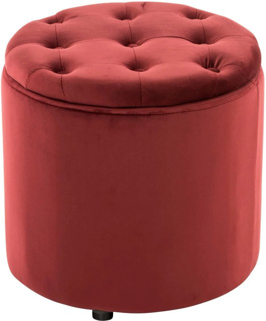 DELUKE Sitzhocker CUTUN Polsterhocker aus Samt in Rot, B/T/H: 44 x 44 x 42 cm - Bild 1