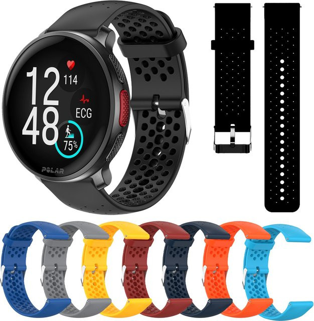 POLAR Uhrenarmband Silikon, Schwarz, Unisex, 20 mm, 22 mm - Bild 1
