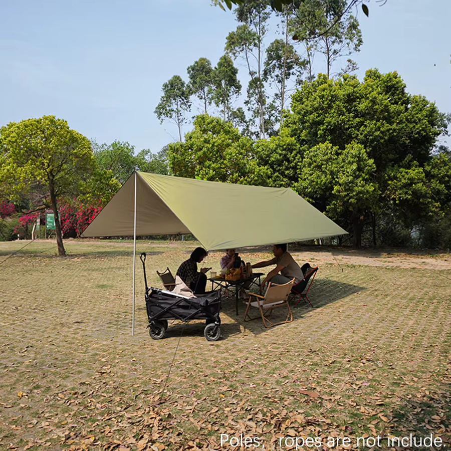 Wasserdichte Sonnenschutzplane von HIDE WALKER mit Silberbeschichtung und UV-Schutz für Outdoor, Camping und BBQ in Silber oder Beige - Bild 2