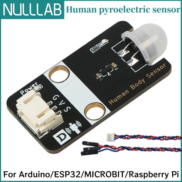 NullLab Hochpräziser PIR-Bewegungssensor mit Pyroelektrischem Digitalausgang und Gehäuse PH2.0 in Schwarz für Arduino ESP32 Microbit Raspberry Pi - Bild 1
