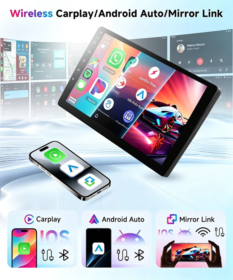 ESSGOO Android 15 Autoradio mit 10 Zoll Display für Mercedes Vito W447 2014-2020, Kabelloses CarPlay, Bluetooth, GPS, WiFi und Navi in Schwarz - Bild 3