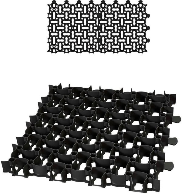 BigDean Rasengitter Paddockplatten aus Kunststoff in Schwarz, 2 Stück, B/T/H: 50 x 50 x 4 cm - Bild 1