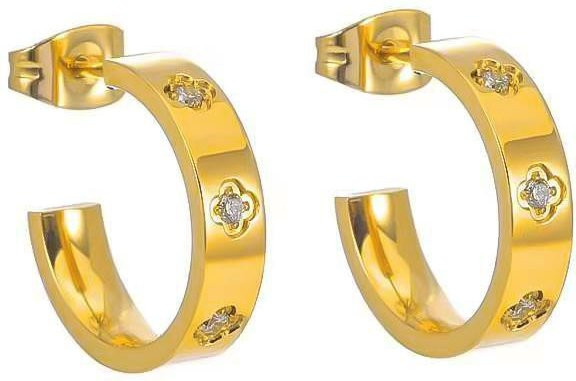 Wucifang Jewelry Ohrringe, Blume, Diamant, Messing, Gold, Unisex - Bild 1