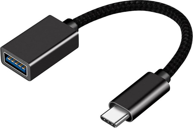 OTG USB-A auf USB-C Kabeladapter in Schwarz für Xiaomi, Samsung S20 und Huawei sowie MacBook Pro - Bild 1