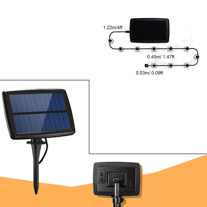 TOMTOP JMS Solar LED Lichterkette mit 10 warmweißen Leuchtmitteln, wetterfest und transparent für Garten, Terrasse und Hinterhof - Bild 4