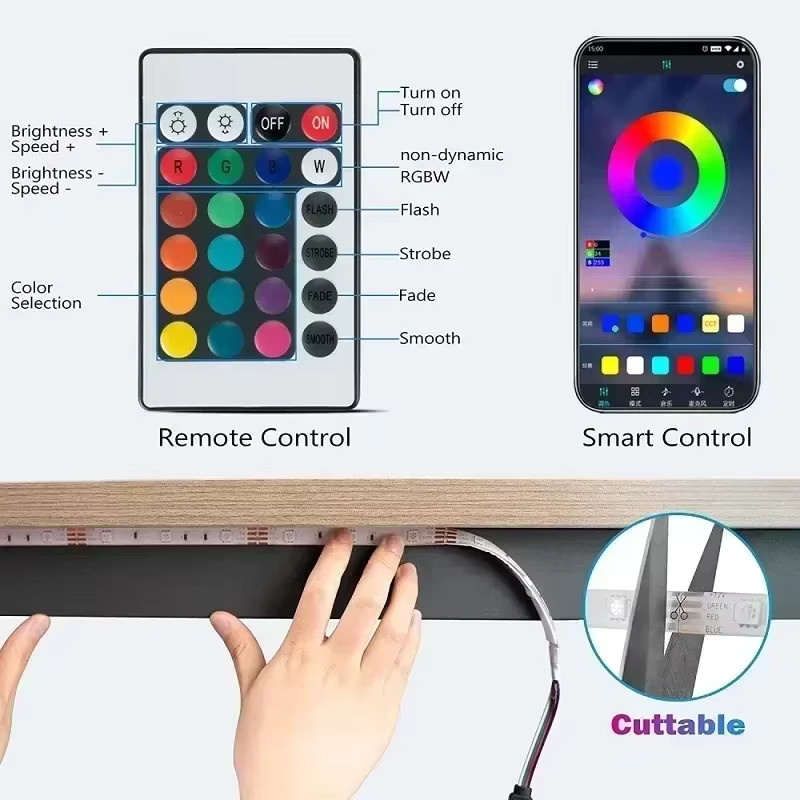 Saimili Bluetooth RGB LED-Streifen für TV-Hintergrundbeleuchtung, USB 5V, Multicolour, mit App- und Fernbedienung, flexibel und zuschneidbar - Bild 3