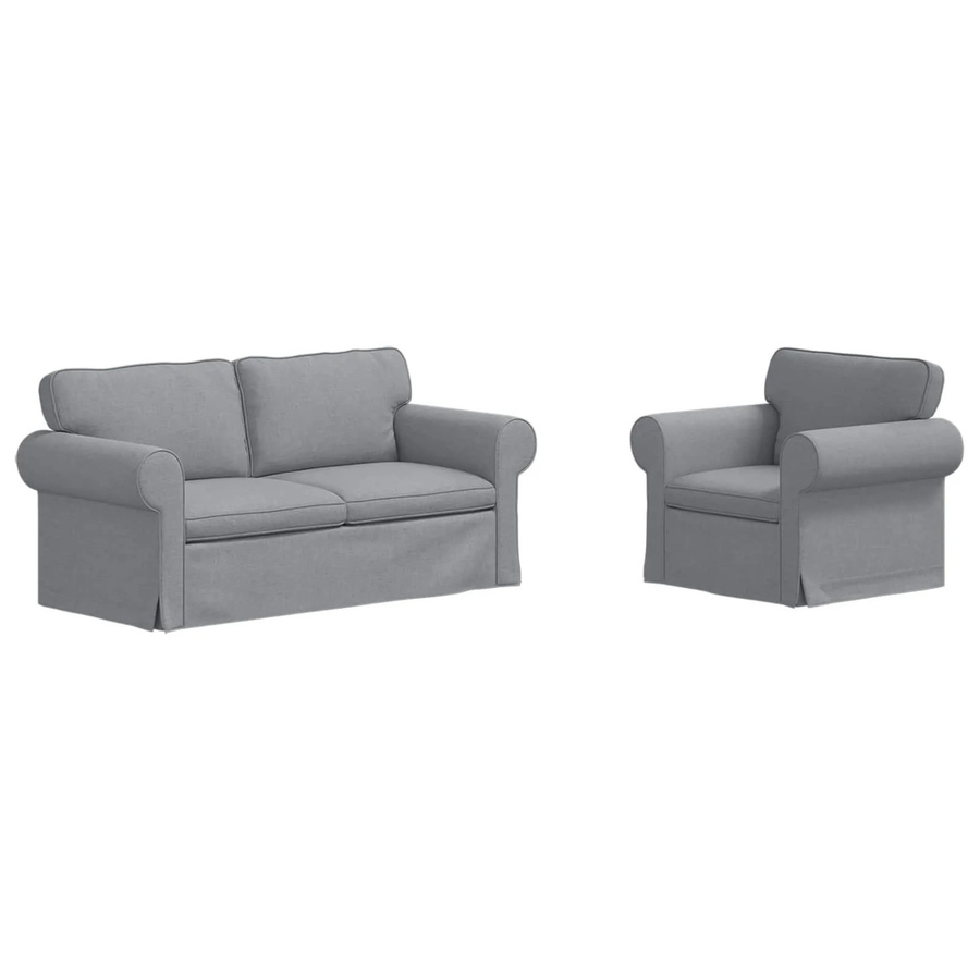 vidaXL Ecksofa 2-teilig Hellgrau mit Stoffbezug und Metallrahmen B/T/H: 175 x 82 x 80 cm - Bild 2