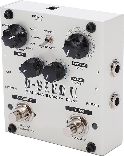 Fishine Digitales Stompbox Delay-Effekt Stereo Zweikanal mit 8 Modi und Loop-Aufnahme in Black - Bild 1