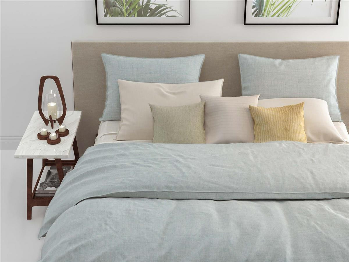 Zo! Home Cotton Bettwäsche Set Lino Mint Green, Bettbezug und Kissenbezug, Farbe: Hellgrün meliert, B/H: 200 x 200 cm, Kissen: 80 x 80 cm - Bild 1