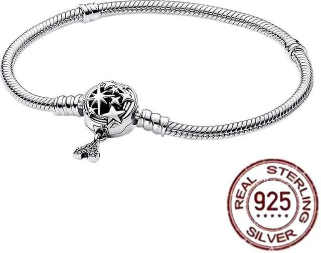 DR-Jewelry Kette 925 Silber, herzförmige Krone, Schlangenknochen, Damen, 18cm - Bild 1