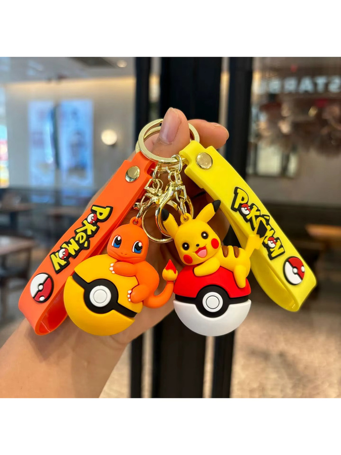Bandai Pokémon Pokéball Schlüsselanhänger-Set, Pikachu Eevee Glurak Figuren, Bunt / Mehrfarbig - Bild 3