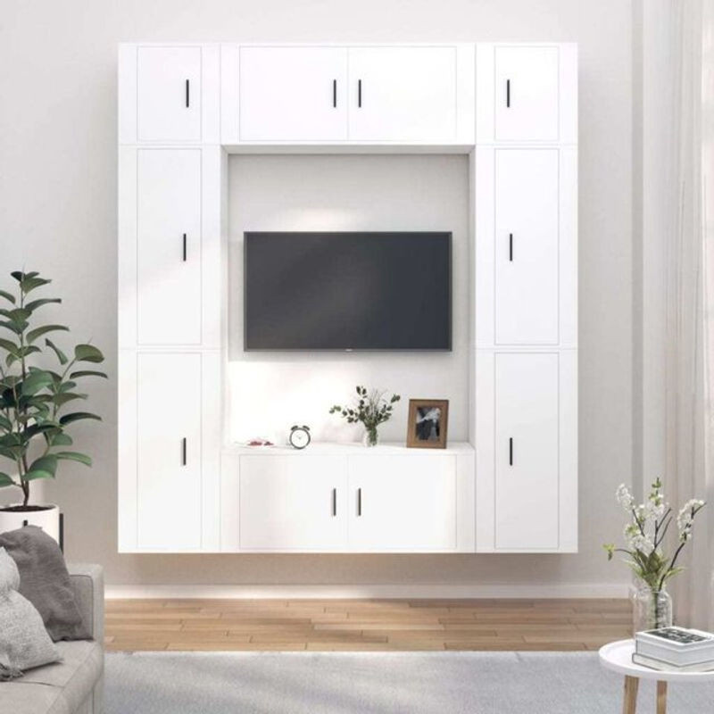 VIDAXL 8-teiliges TV-Schrank-Set in Weiß im klassischen und minimalistischen Design aus Holzwerkstoff - Bild 1