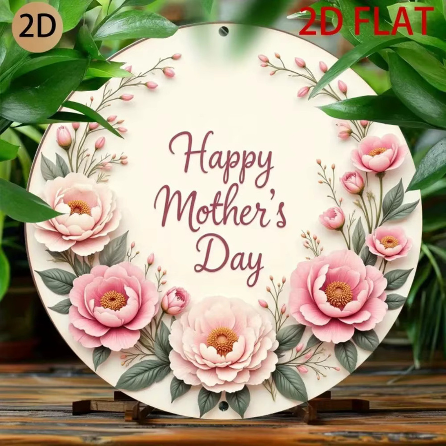 Runde Blumen-Plakette von CIFBUY mit pinkfarbenem Pfingstrosen-Design, metallene Wanddekoration mit 3D-Effekt, Durchmesser: 20 cm - Bild 2